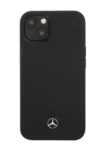 Mercedes-Benz Hard Cover Leather Perforated Black, für iPhone 13, MEHCP13MDELBK
