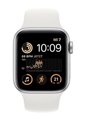 Apple Watch SE Aluminium GPS Silver, Sportarmband White, MNJV3FD/A, 40mm