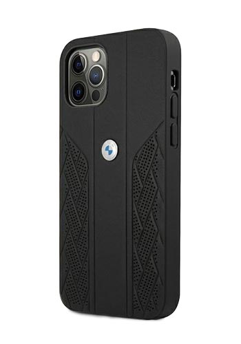 BMW Hard Cover Leather Curve Perforate Black,für Apple iPhone 12 Pro Max, BMHCP12LRSPPK