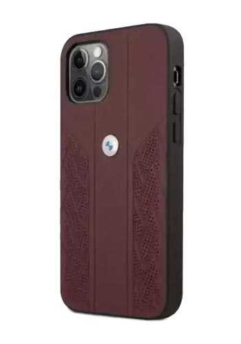 BMW Hard Cover Leather Curve Perforate Red, für Apple iPhone 12 Pro Max, BMHCP12LRSPPR