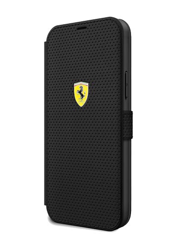 Ferrari Book Case On Track Perforated Black, für iPhone 12 mini,FESPEFLBKP12SBK