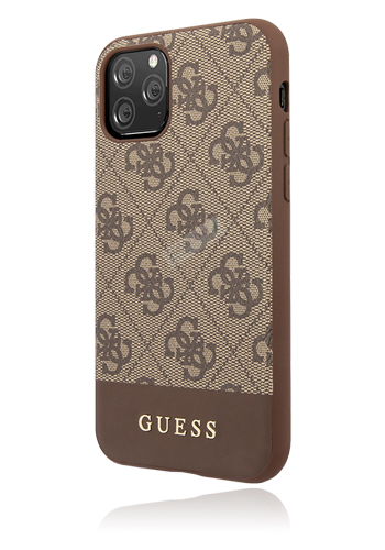 GUESS Hard Cover 4G Stripe Brown, für Apple iPhone 11, GUHCN61G4GLBR, Blister