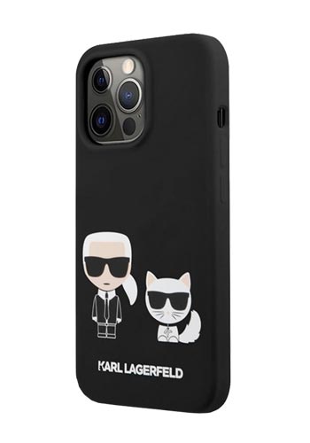 Karl Lagerfeld Cover Silicone Karl and Choupette Black, für iPhone 13 Pro Max, KLHCP13XSSKCK
