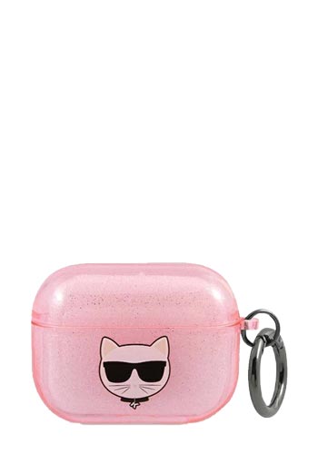 Karl Lagerfeld Hard Cover Glitter Choupette Head Pink, für Airpods 3, KLA3UCHGP