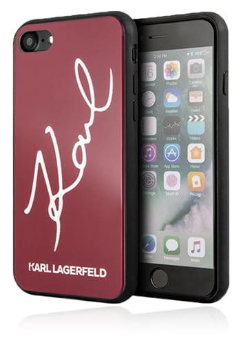 Karl Lagerfeld Hard Cover Signature Glitter Red, für Apple iPhone 8/7, KLHCI8DLKSRE