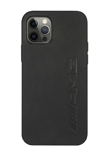 AMG Hard Cover Leather Hot Stamped Black, für Apple iPhone 12/12 Pro, AMHCP12MDOLBK