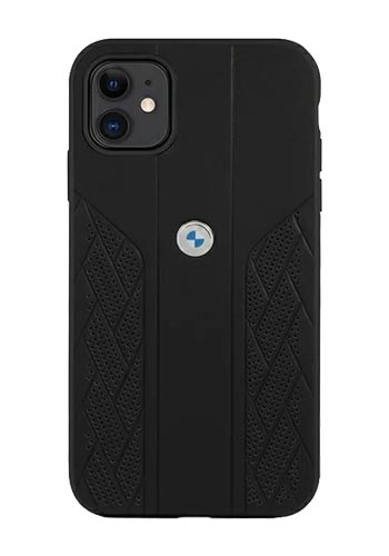 BMW Hard Cover Leather Curve Perforated Black, für Apple iPhone 11, BMHCN61RSPPK