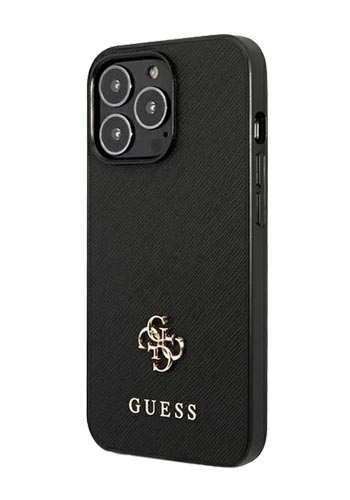 GUESS Hard Cover Saffiano 4G Small Metal Logo Black, für iPhone 13/13 Pro, GUHCP13LPS4MK