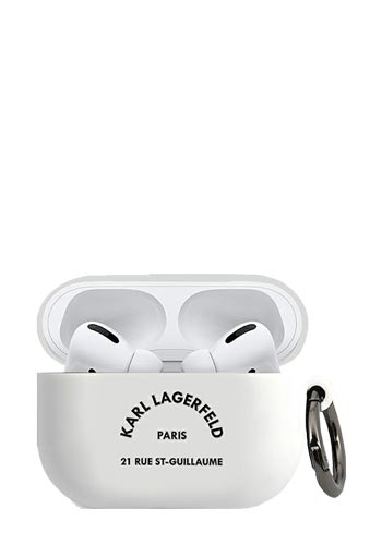 Karl Lagerfeld Soft Cover Silicone RSG White, für Apple AirPods Pro KLACAPSILRSGWH