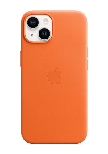 Apple Leder Case Orange, für iPhone 14, with MagSafe, MPP83ZM/A