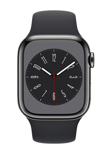 Apple Watch S8 Edelstahl GPS + Cellular Graphite, Sportarmband Midnight, MNKU3FD/A, 45mm