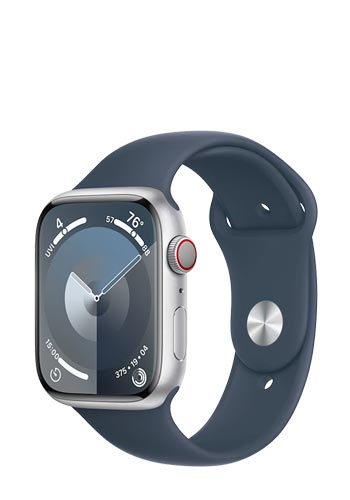 Apple Watch S9 Aluminium GPS + Cellular Silver, Sportband Storm Blue, M/L, MRMH3QF/A, 45mm