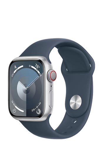 Apple Watch S9 Aluminium GPS + Cellular Silver, Sportband Storm Blue, S/M, MRHV3QF/A, 41mm