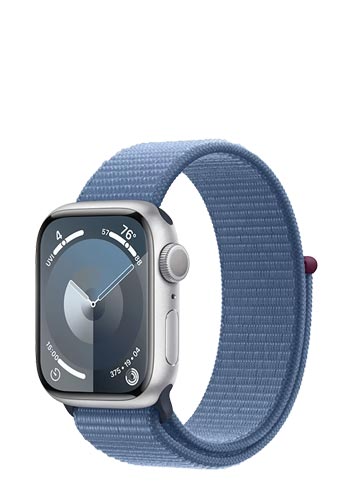 Apple Watch S9 Aluminium GPS Silver, Sport Loop Winter Blue, MR923QF/A, 41mm