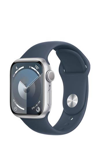 Apple Watch S9 Aluminium GPS Silver, Sportband Storm Blue, M/L, MR913QF/A, 41mm