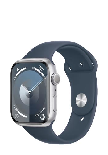 Apple Watch S9 Aluminium GPS Silver, Sportband Storm Blue, M/L, MR9E3QF/A, 45mm