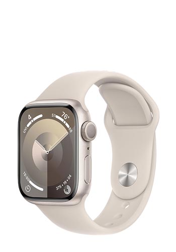 Apple Watch S9 Aluminium GPS Starlight, Sportarmband Starlight, M/L, MR8U3QF/A, 41mm