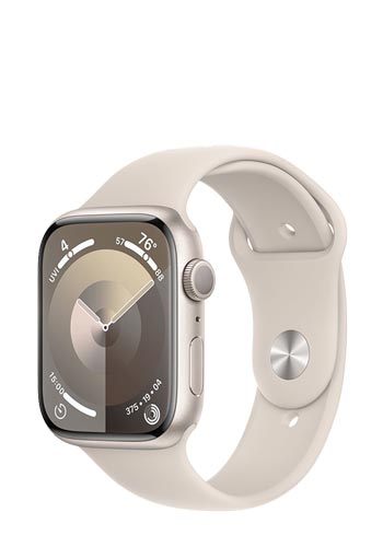 Apple Watch S9 Aluminium GPS Starlight, Sportband Starlight, M/L, MR973QF/A, 45mm