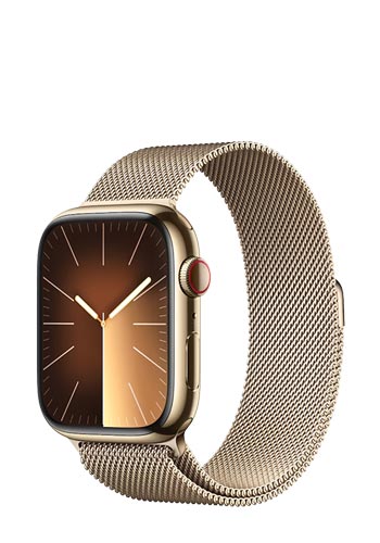 Apple Watch S9 Stainless Steel GPS + Cellular Gold, Milanaise Loop Gold, MRMU3QF/A, 45mm