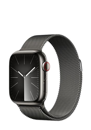 Apple Watch S9 Stainless Steel GPS + Cellular Graphite, Milanaise Loop Graphite, S/M, MRJA3QF/A, 41mm