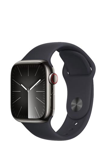 Apple Watch S9 Stainless Steel GPS + Cellular Graphite, Sportband Midnight, M/L, MRJ93QF/A, 41mm