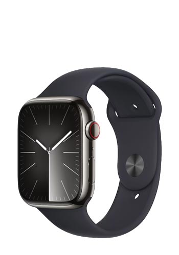 Apple Watch S9 Stainless Steel GPS + Cellular Graphite, Sportband Midnight , M/L, MRMW3QF/A, 45mm