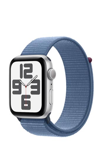 Apple Watch SE Aluminium GPS Silver, Sportarmband Blue Loop, MREF3QF/A, 44mm