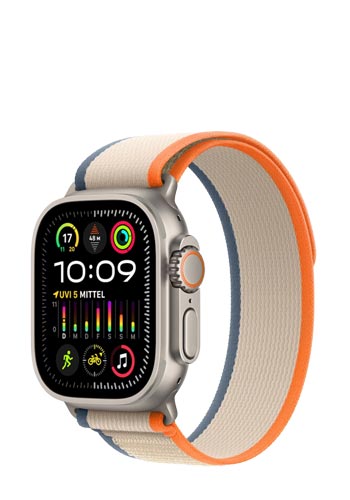 Apple Watch Ultra 2 GPS + Cellular Titanium, Trail Loop Orange/Beige S/M, MRF13FD/A, 49mm