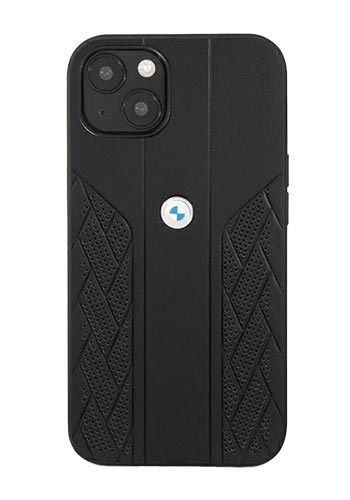 BMW Hard Cover Leather Curve Perforate Black, für Apple iPhone 13, BMHCP13MRSPPK