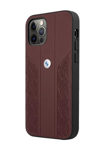 BMW Hard Cover Leather Curve Perforate Red, für Apple iPhone 12/12 Pro, BMHCP12MRSPPR