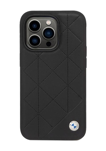 BMW Hard Cover Leather Quilted Signature Black, für iPhone 14 Pro, BMHCP14L22RQDK