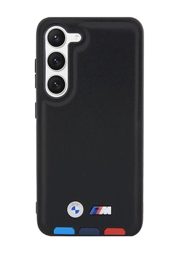 BMW Hard Cover Leather Stamp Tricolor Black, für Samsung Galaxy S23 Plus, BMHCS23M22PTDK