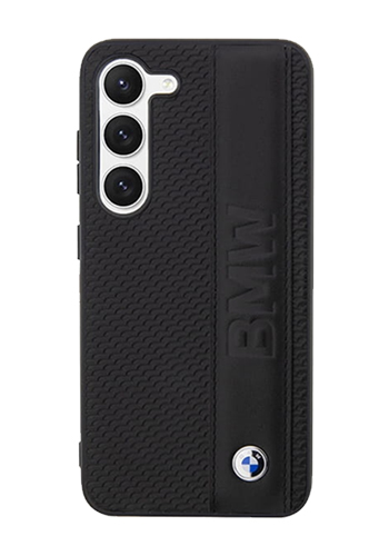 BMW Hard Cover Leather Textured Stripe Black, für Samsung Galaxy S23 Plus, BMHCS23M22RDPK