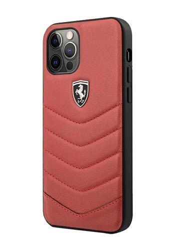 Ferrari Hard Cover Off Track Quilted Red, für iPhone 12 / 12 Pro, FEHQUHCP12MRE