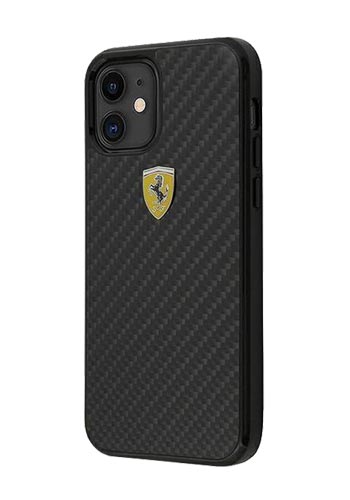 Ferrari Hard Cover On Track Silicone Black, für Apple iPhone 12 Mini, FESSIHCP12SBK
