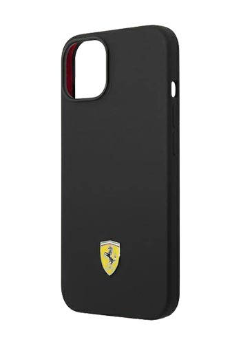 Ferrari Hard Cover Silicone Metal Logo Black, für Apple iPhone 14, FEHCP14SSIBBK