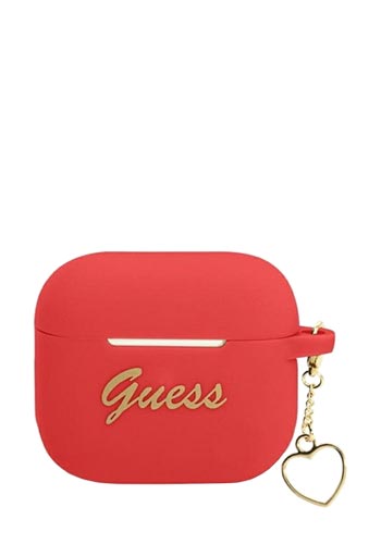 GUESS Cover Charm Hearts Red, für Apple AirPods 3, GUA3LSCHSR