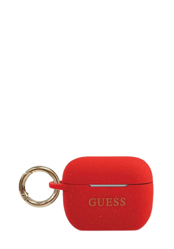 GUESS Cover Silicone Glitter Red, für Apple AirPods Pro, GUACAPSILGLRE