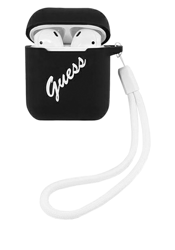 GUESS Cover Silicone Vintage Black, für Apple AirPods 1 & 2, GUACA2LSVSBW, Blister