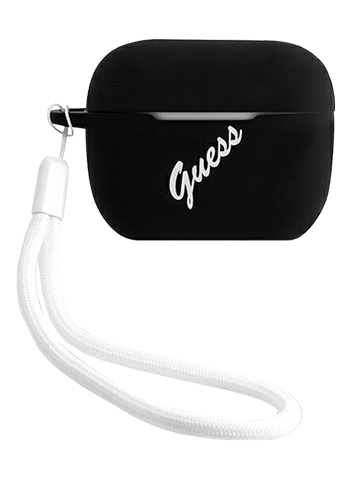 GUESS Cover Silicone Vintage Black, für Apple AirPods Pro, GUACAPLSVSBW, Blister