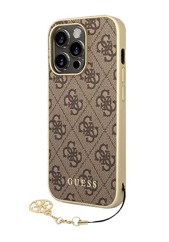 GUESS Hard Cover 4G Charms Brown, for iPhone 14 Pro Max, GUHCP14XGF4GBR