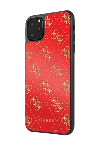GUESS Hard Cover 4G Double Layer Glitter Red, für iPhone 11 Pro Max, GUHCN654GGPRE