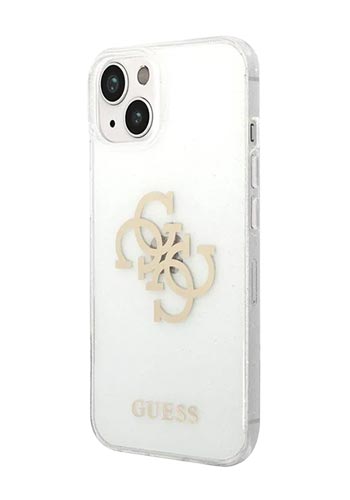 GUESS Hard Cover 4G Glitter Big Logo Transparent, für iPhone 14 Plus, GUHCP14MPCUGL4GTR