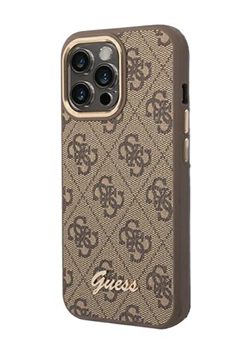 GUESS Hard Cover 4G Metal Brown, für iPhone 14 Pro Max, GUHCP14XHG4SHK