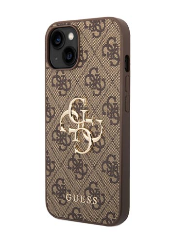 GUESS Hard Cover 4G Metal Logo Brown, für iPhone 14, GUHCP14S4GMGBR