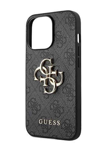 GUESS Hard Cover 4G Metal Logo Grey, für iPhone 14 Pro, GUHCP14L4GMGGR