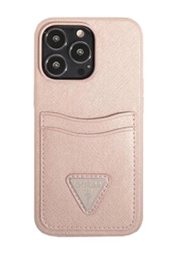 GUESS Hard Cover 4G Saffiano Double Card Pink, für Apple iPhone 13 Pro Max, GUHCP13XP4TPP