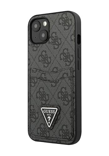 GUESS Hard Cover 4G Triangle Logo Cardslot Black, für iPhone 13 Mini, GUHCP13SP4TPK