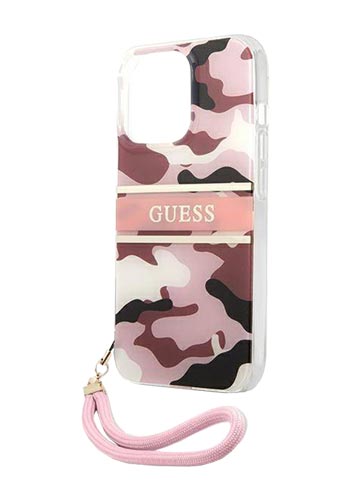 GUESS Hard Cover Camo Strap Pink, für iPhone 13 Pro, GUHCP13LKCABPI