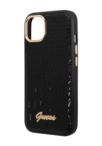 GUESS Hard Cover Croco PU Black, für iPhone 14, GUHCP14SHGCRHK
